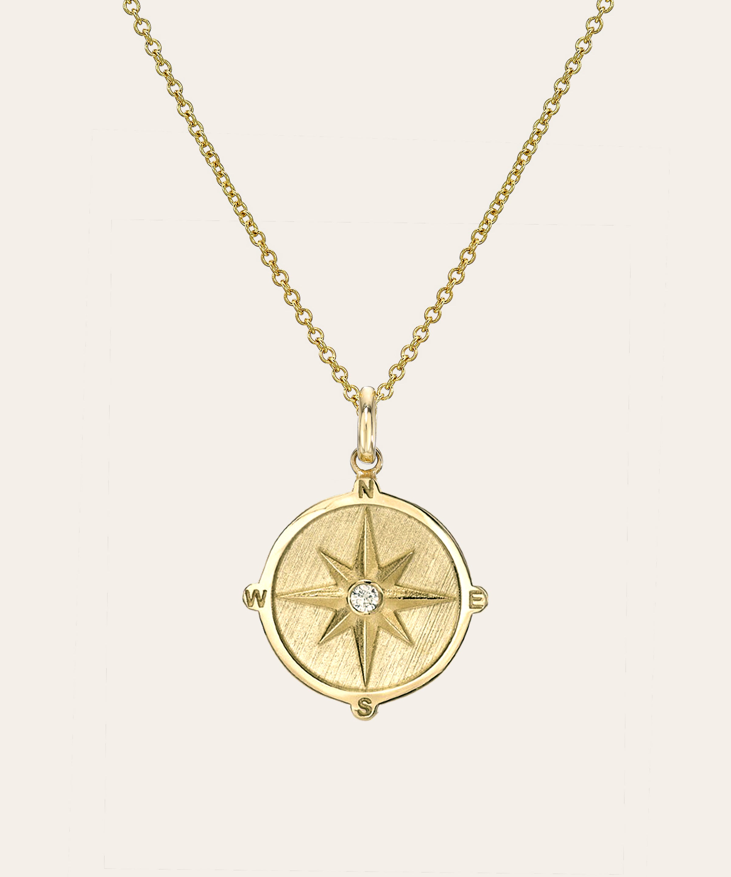 14k Gold Diamond Compass Medallion Necklace Zoe Lev Jewelry