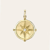 14k Gold Diamond Compass Medallion Pendant Zoe Lev Jewelry