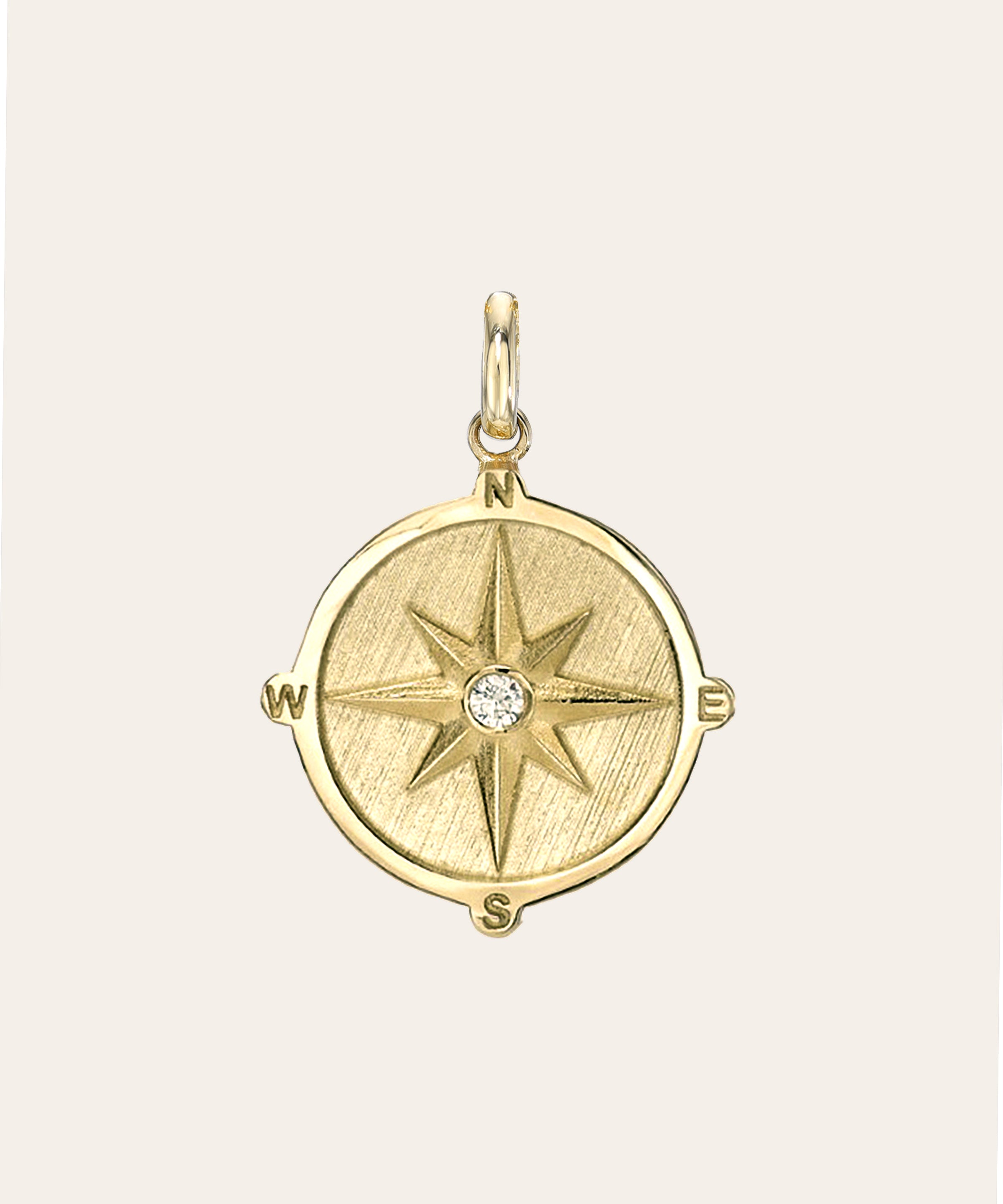 14k Gold Diamond Compass Medallion Pendant Zoe Lev Jewelry