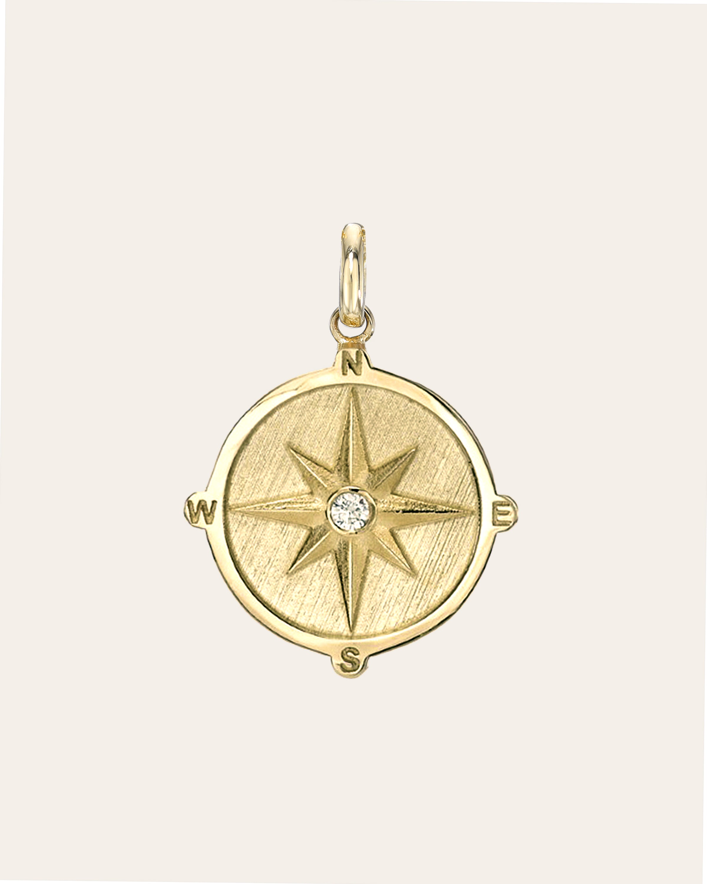 14k Gold Diamond Compass Medallion Pendant Zoe Lev Jewelry