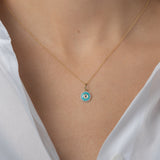 14k Gold Diamond Evil Eye Turquoise Pendant Zoe Lev Jewelry