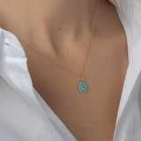 14k Gold Diamond Evil Eye Turquoise Pendant Zoe Lev Jewelry