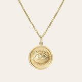 14k Gold Diamond Eye Medallion Necklace Zoe Lev Jewelry
