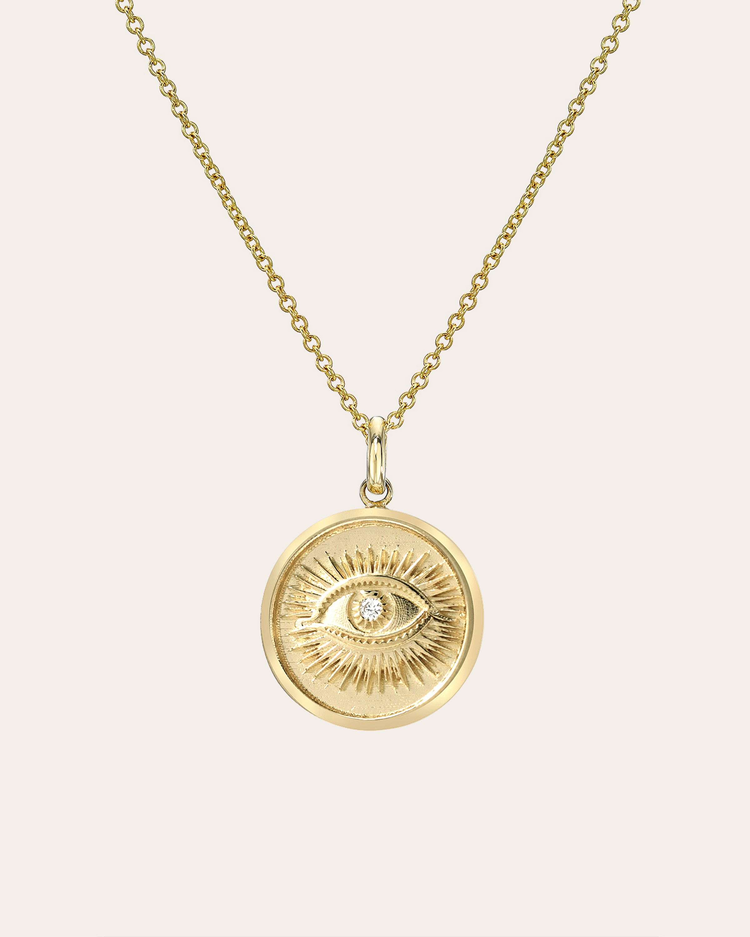 14k Gold Diamond Eye Medallion Necklace Zoe Lev Jewelry