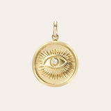 14k Gold Diamond Eye Medallion Pendant Zoe Lev Jewelry