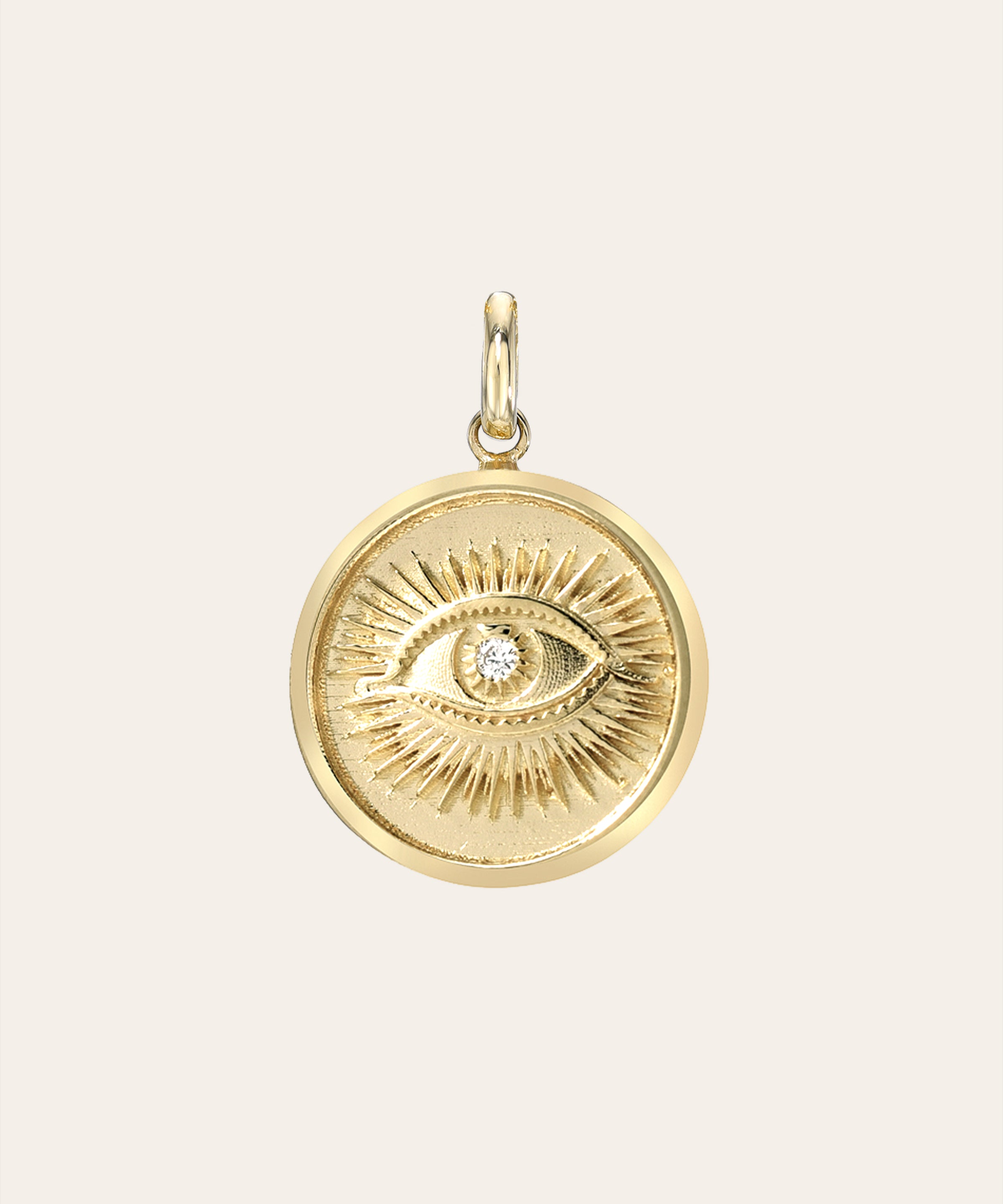 14k Gold Diamond Eye Medallion Pendant Zoe Lev Jewelry