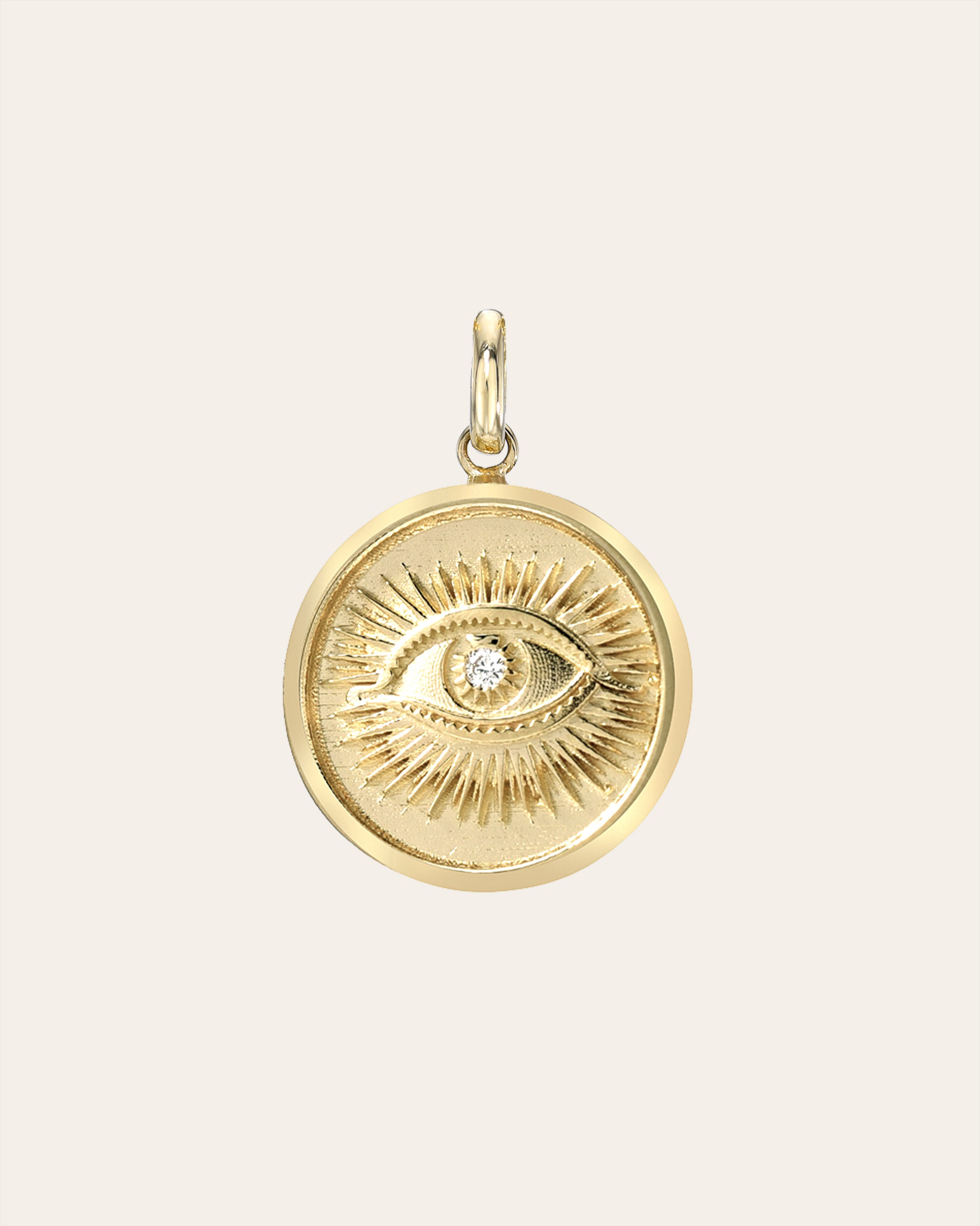 14k Gold Diamond Eye Medallion Pendant Zoe Lev Jewelry