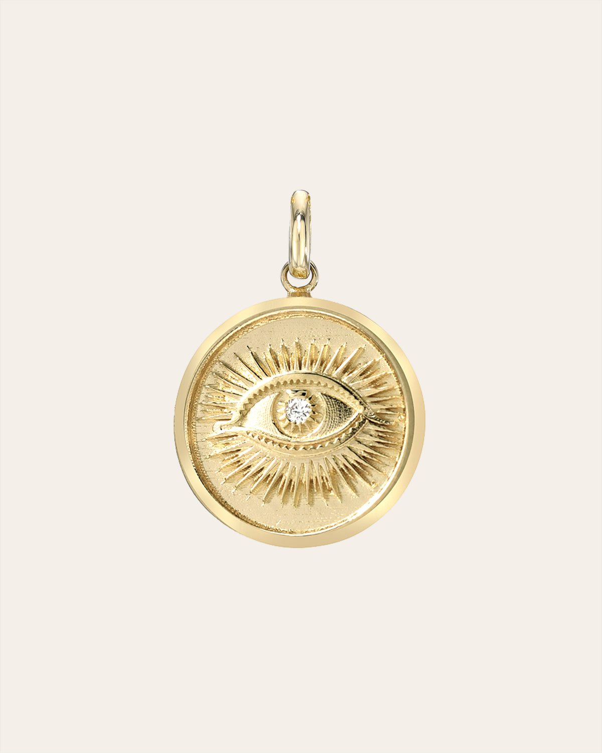 14k Gold Diamond Eye Medallion Pendant