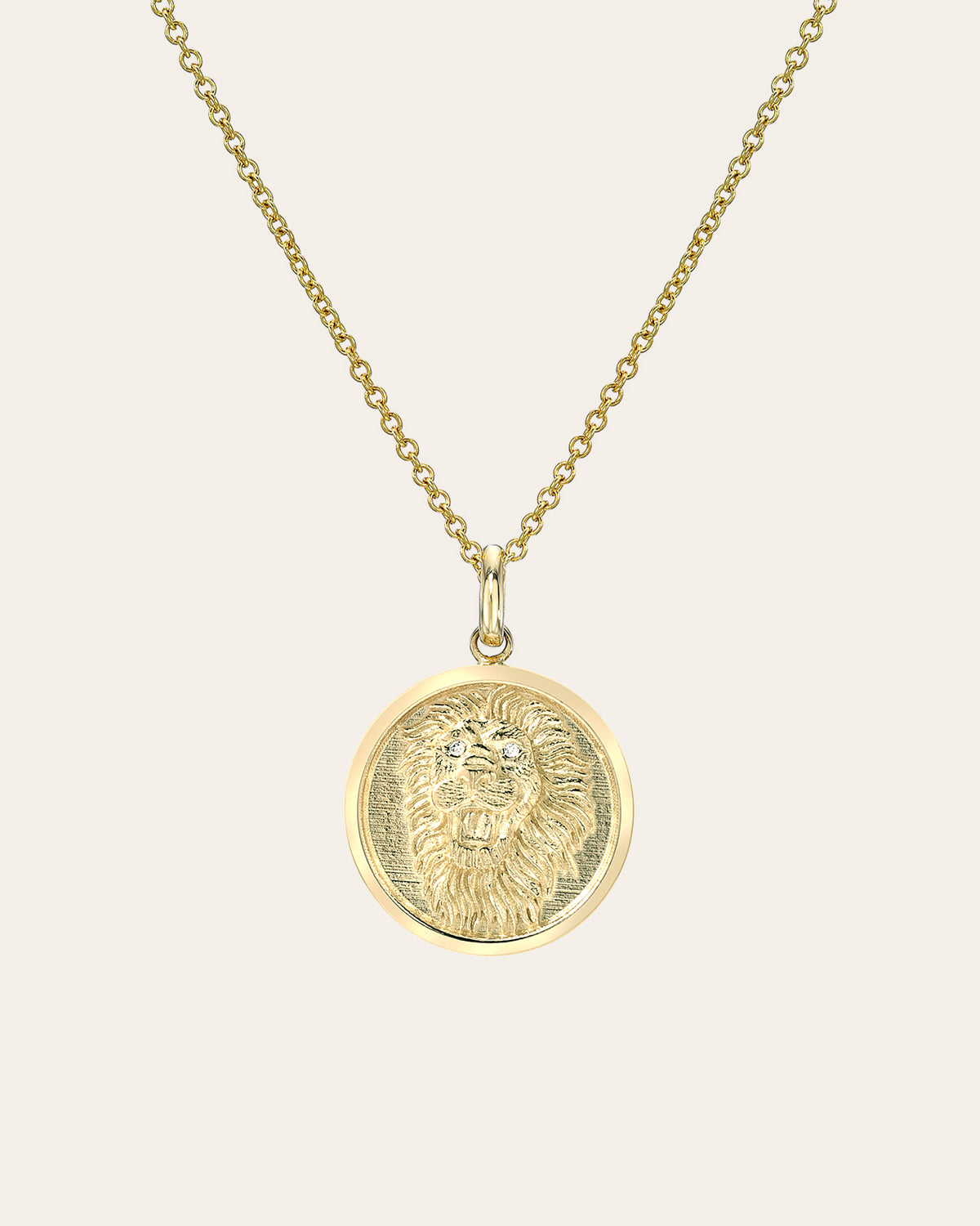 14k Gold Diamond Lion Medallion Necklace