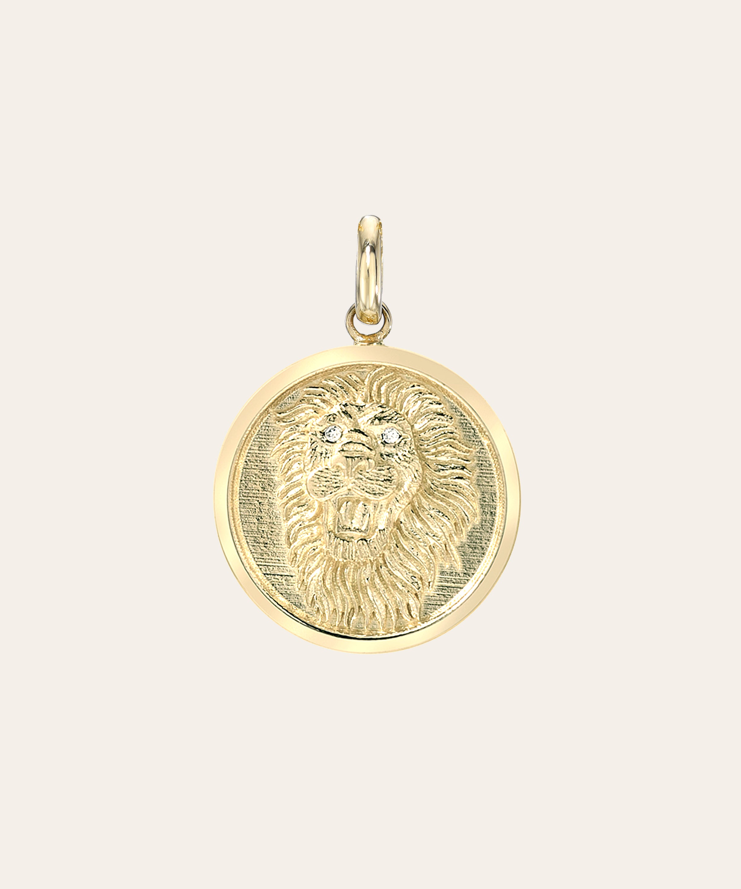 14k Gold and Diamond Lion Medallion Pendant SAMPLE SALE Zoe Lev Jewelry