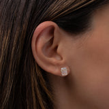 Diamond Moonstone Column Stud Earrings SAMPLE SALE Zoe Lev Jewelry