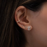 Diamond Moonstone Column Stud Earrings SAMPLE SALE Zoe Lev Jewelry