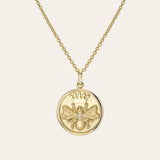 14k Gold Diamond Queen Bee Medallion Necklace Zoe Lev Jewelry