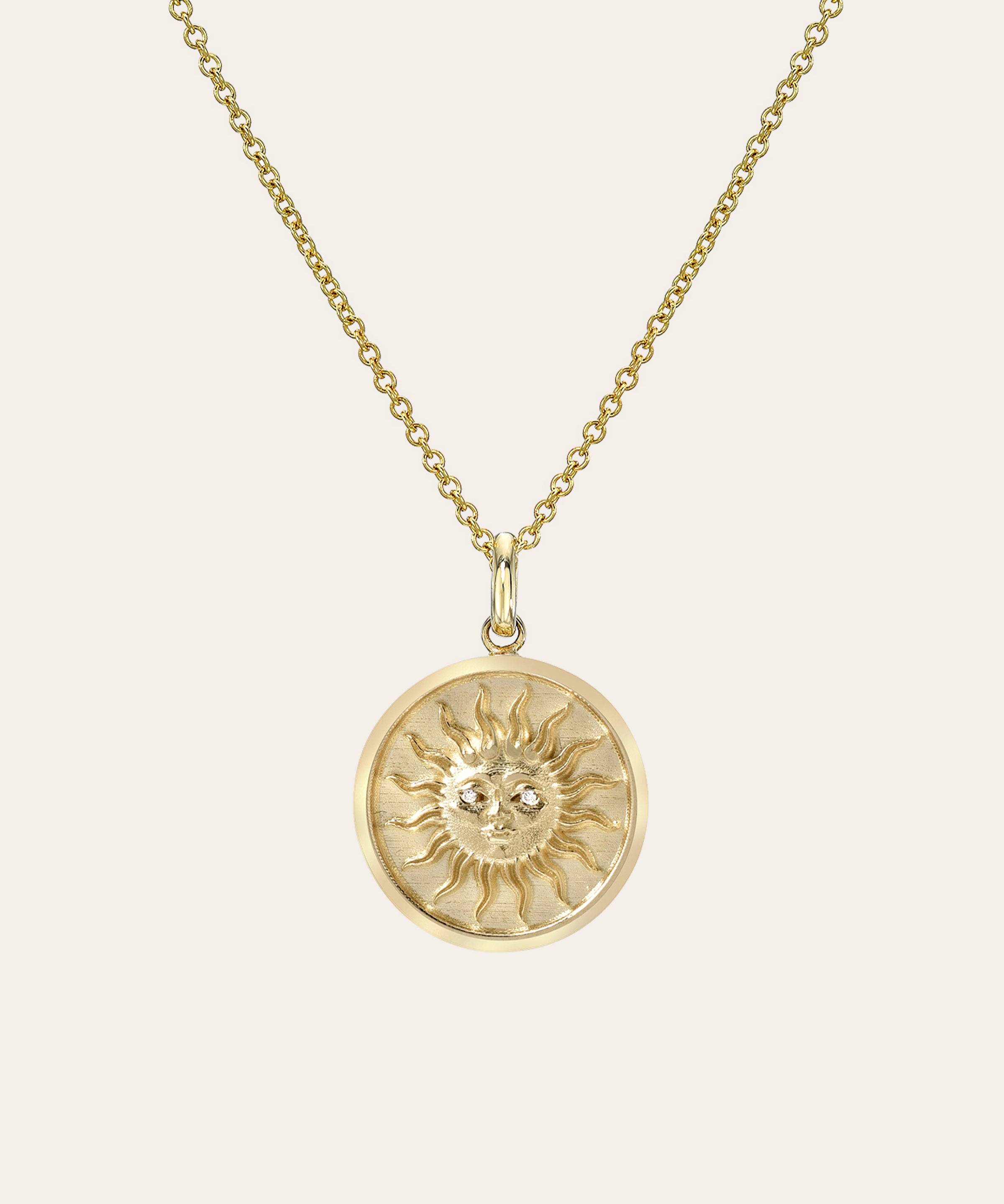 14k Gold Diamond Sun Medallion Necklace Zoe Lev Jewelry