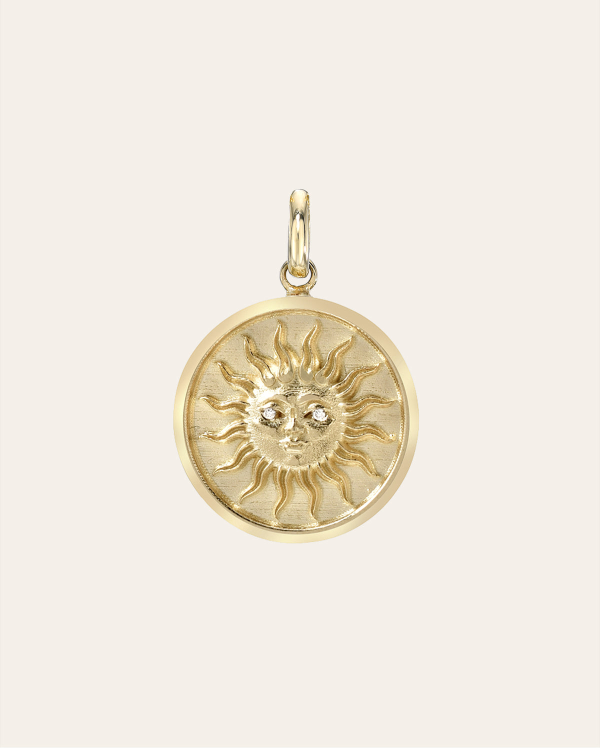 14k Gold Diamond Sun Medallion Pendant