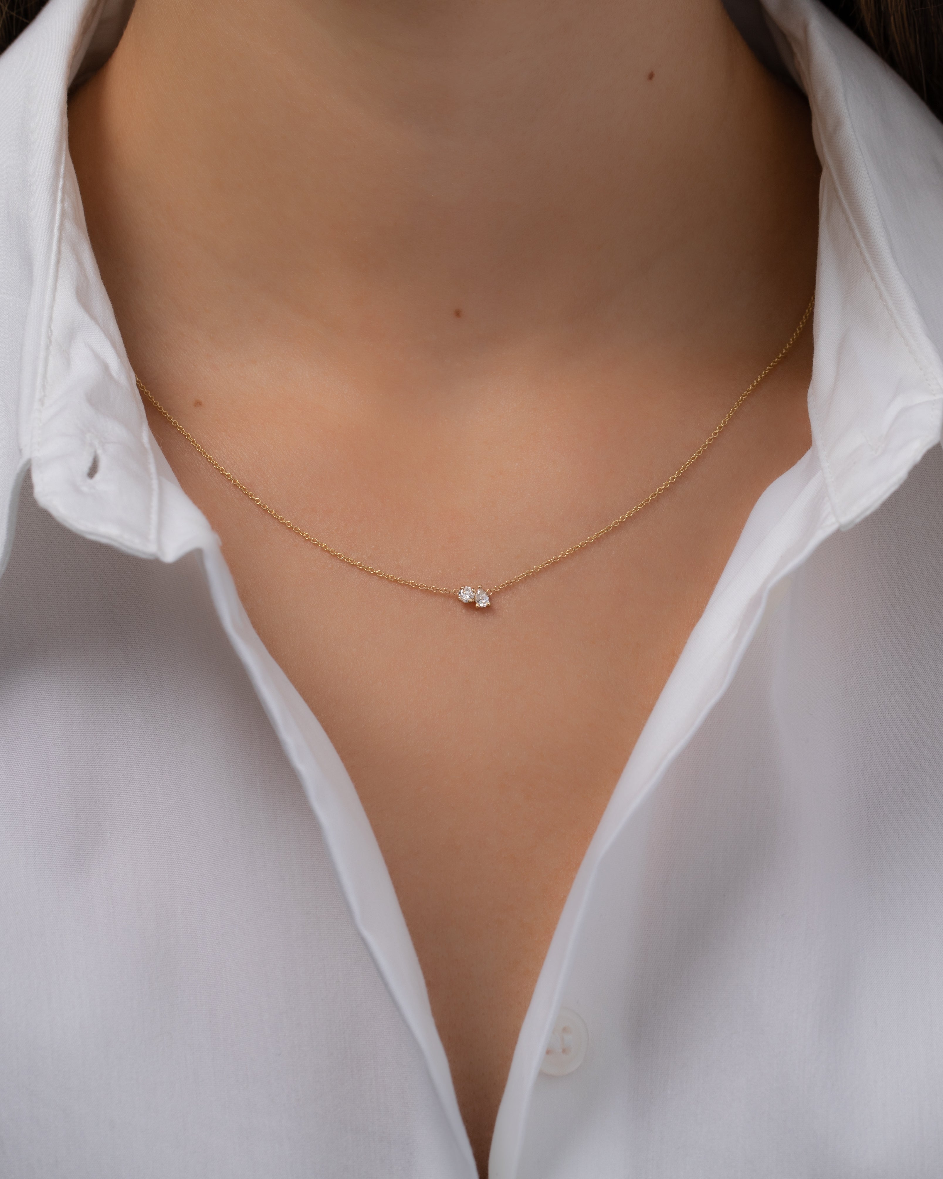 Diamond Toi et Moi Necklace Zoe Lev Jewelry