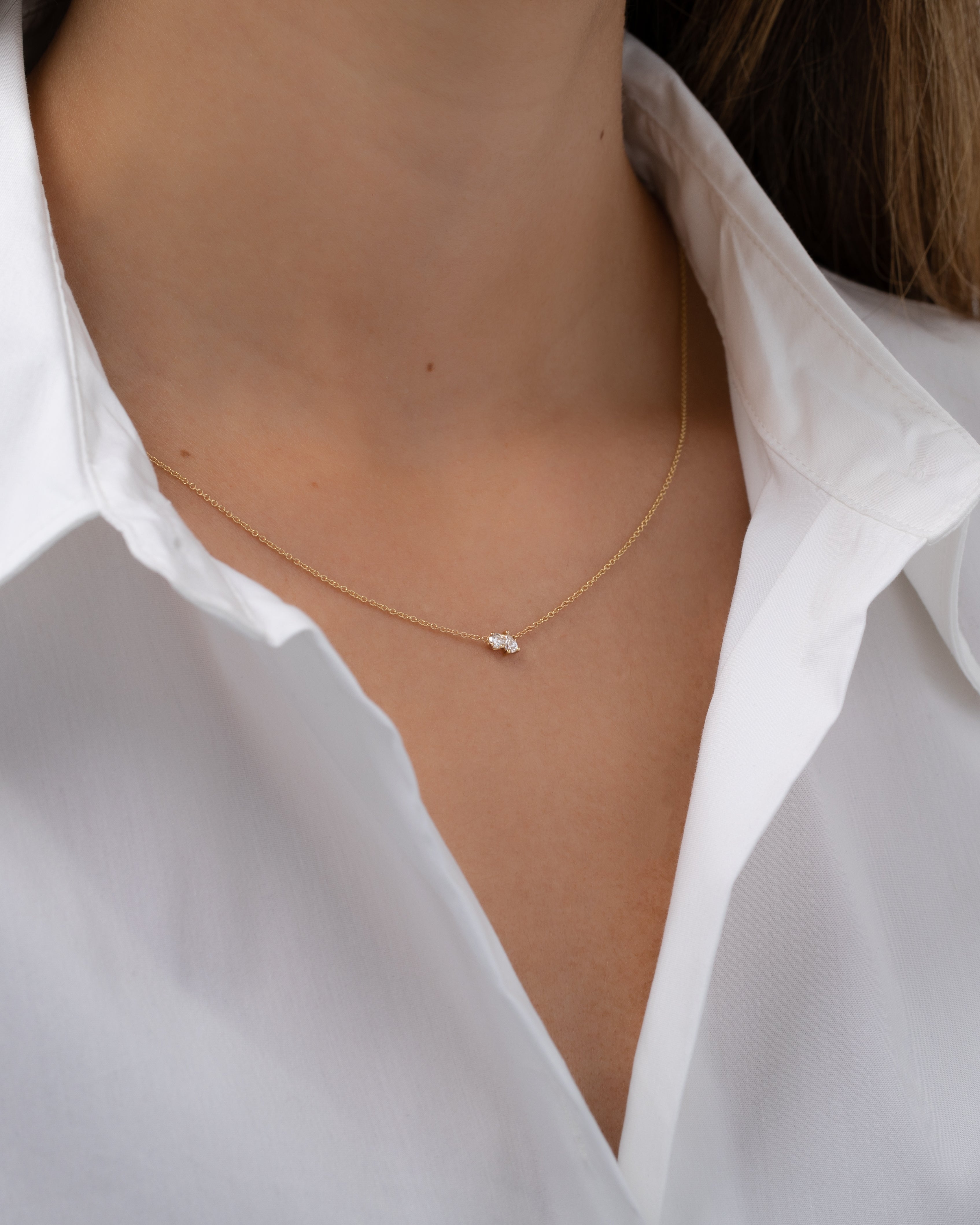 Diamond Toi et Moi Necklace Zoe Lev Jewelry