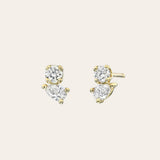Diamond Toi et Moi Stud Earrings Zoe Lev Jewelry 14k Yellow Gold Pair