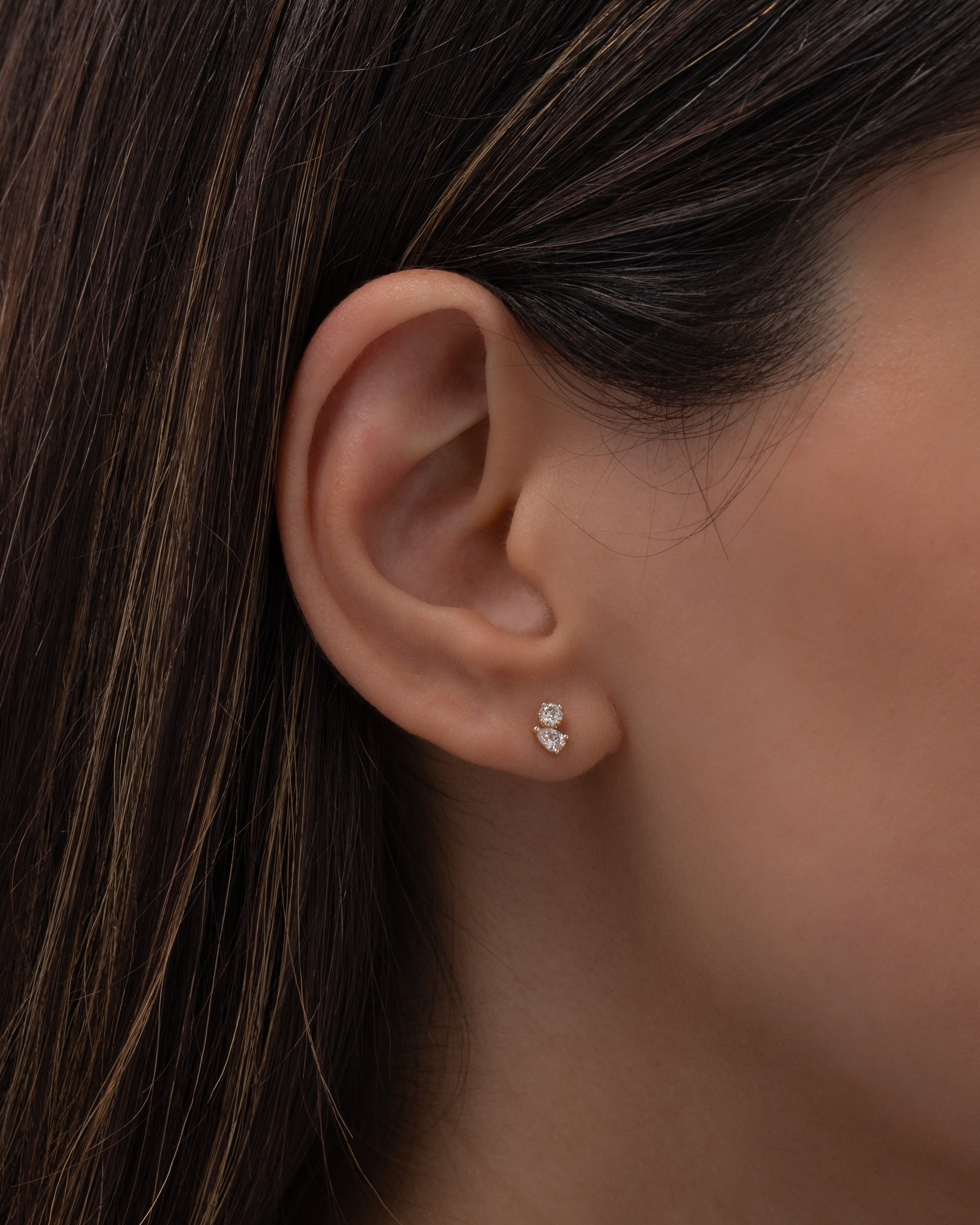 Diamond Toi et Moi Stud Earrings Zoe Lev Jewelry