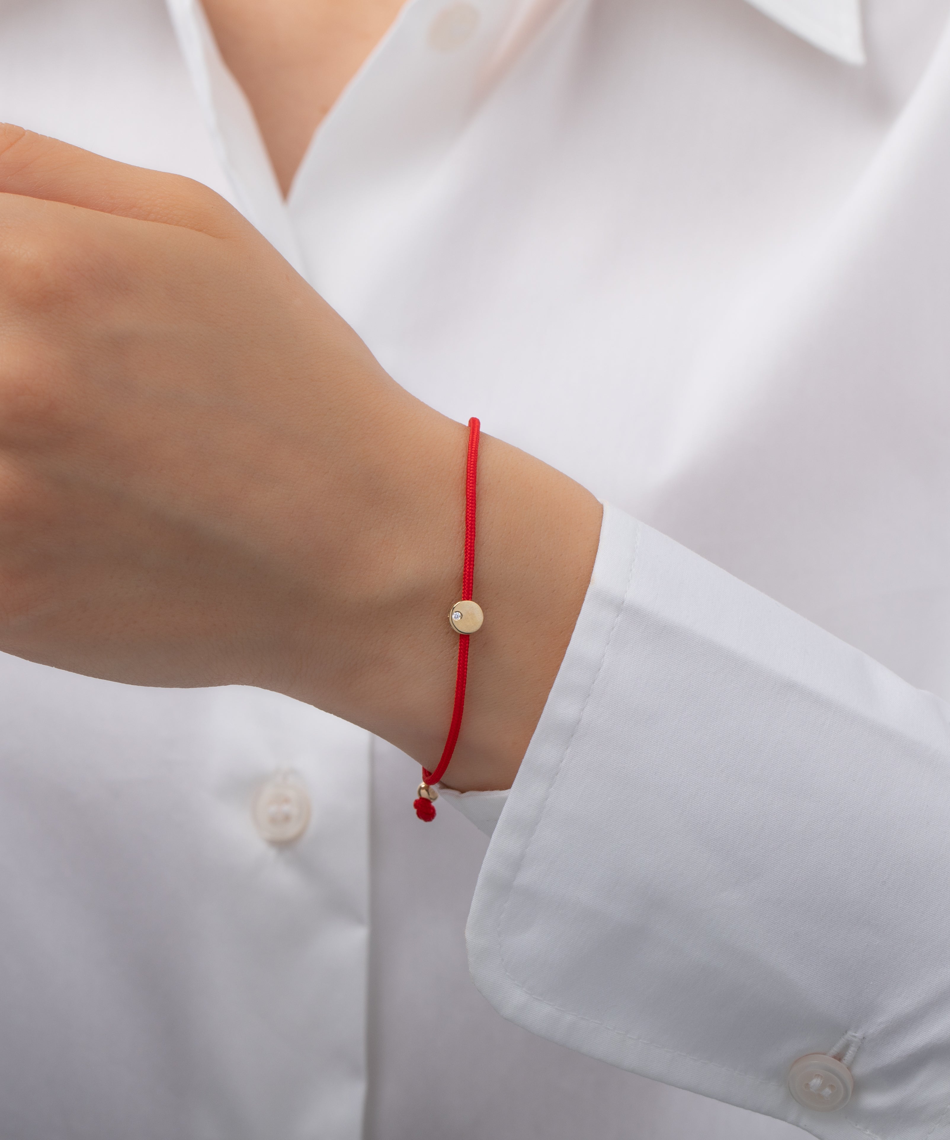 14k Gold Disc with Diamond Fortune Bracelet SAMPLE SALE Zoe Lev Jewelry