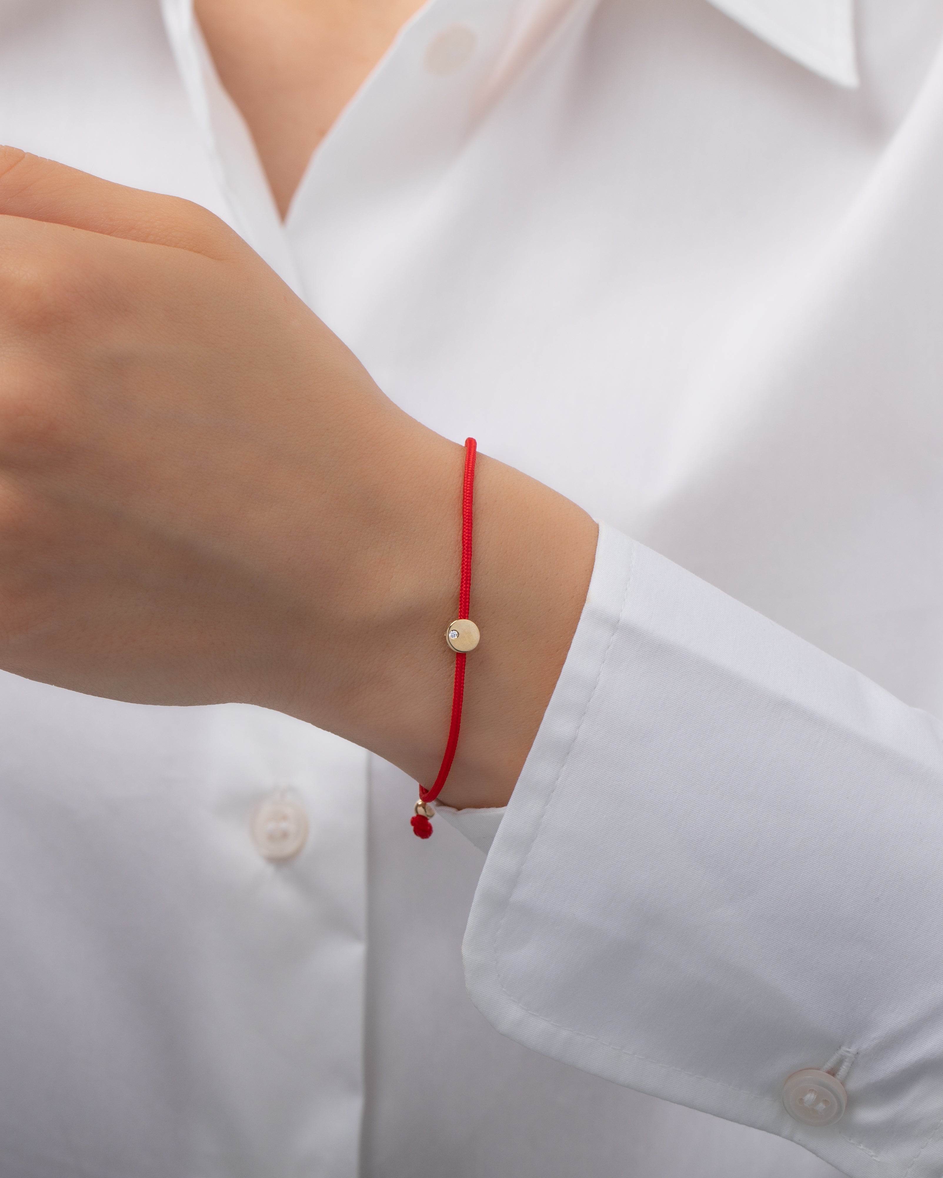 14k Gold Disc with Diamond Fortune Bracelet SAMPLE SALE Zoe Lev Jewelry