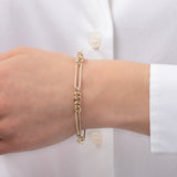 14K Gold Elongated Paper Clip Chain Bracelet -7" SAMPLE SALE Zoe Lev Jewelry