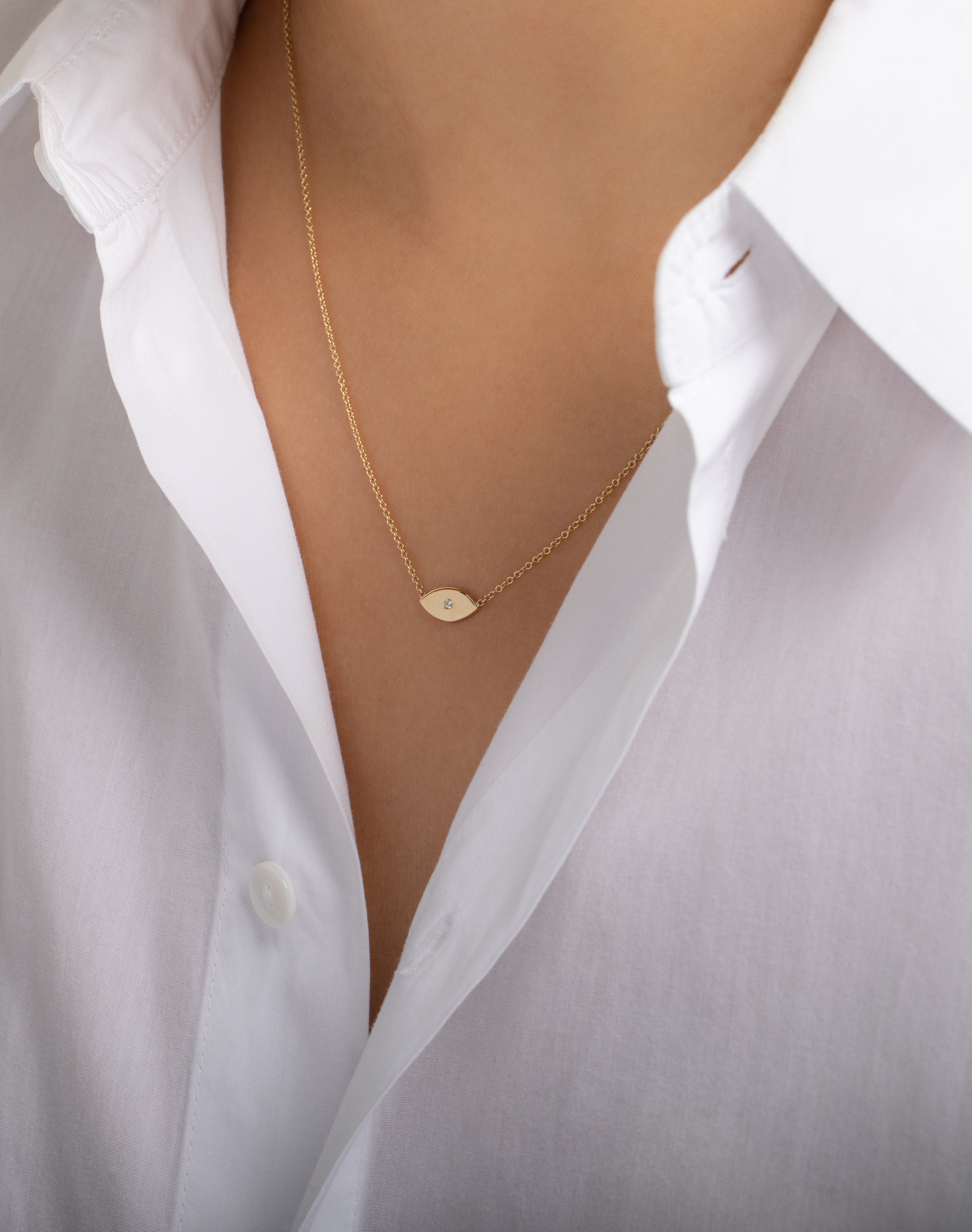 14k White Gold Diamond Evil Eye Necklace – MB Altman Jewelry