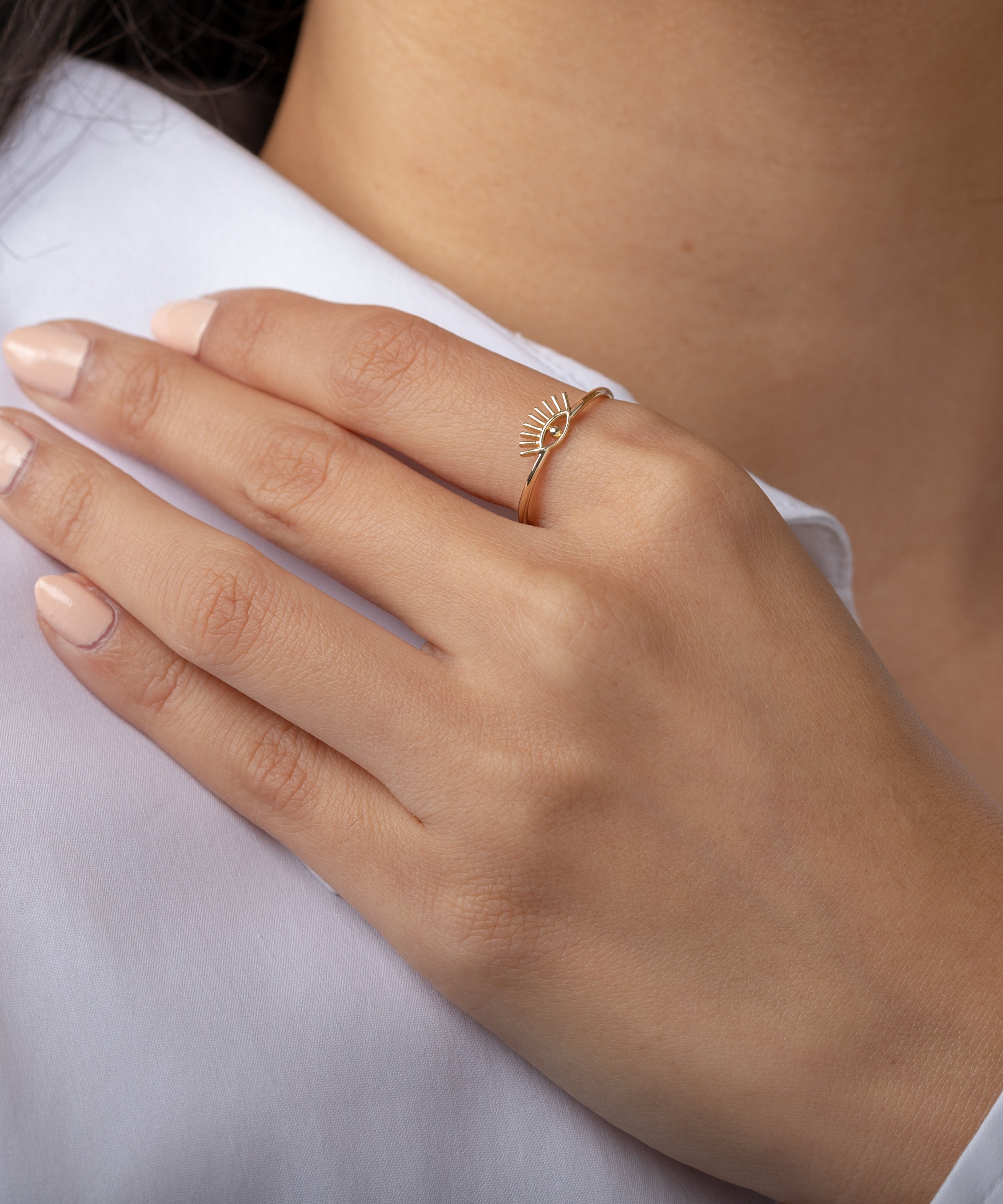 14k Gold Evil Eye Lash Ring SAMPLE SALE Zoe Lev Jewelry