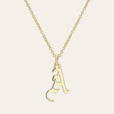 14K Gold Gothic Initial Necklace Personalized Zoe Lev Jewelry
