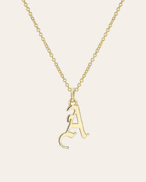 14K Gold Gothic Initial Necklace Personalized Zoe Lev Jewelry
