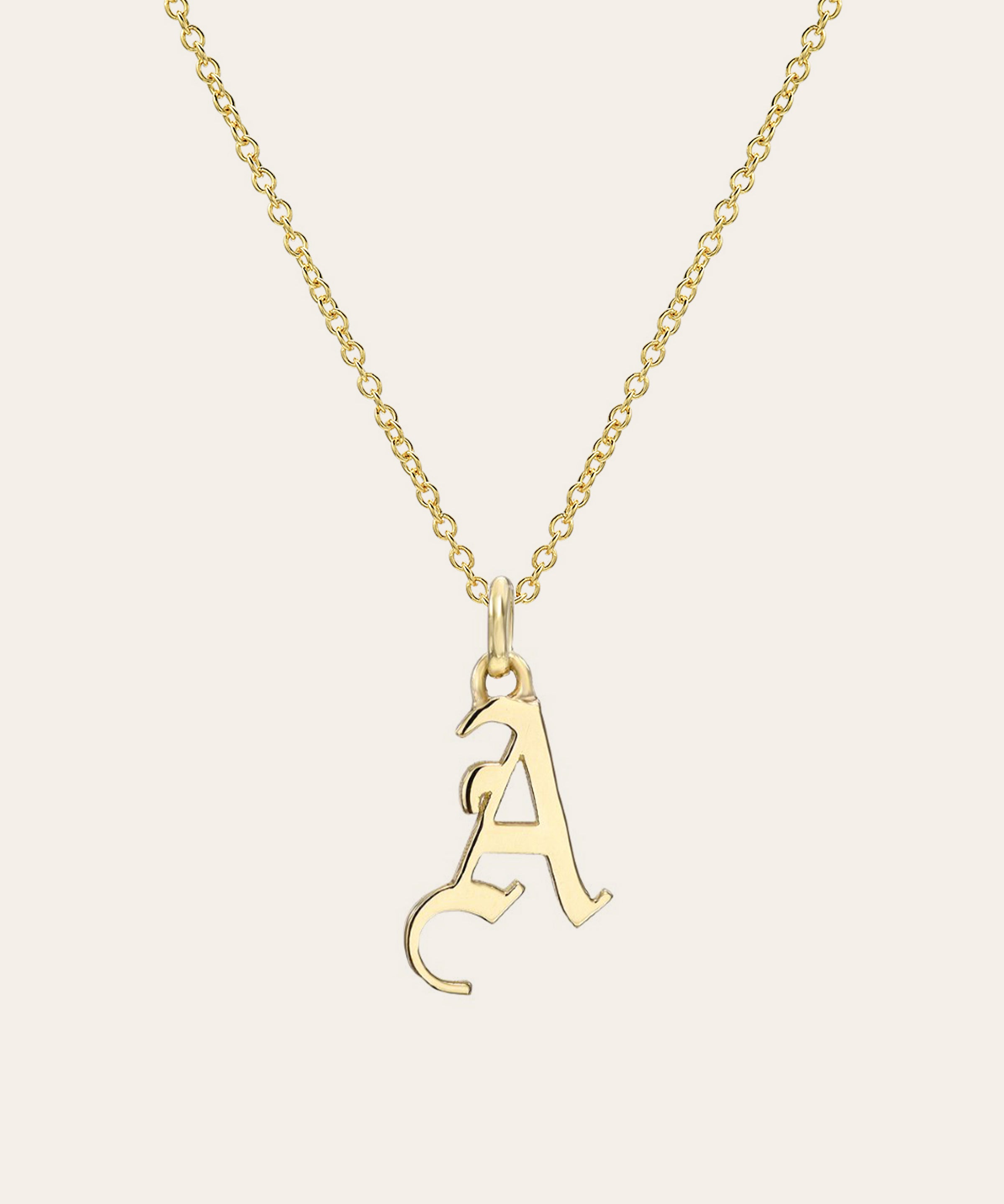 14K Gold Gothic Initial Necklace Personalized Zoe Lev Jewelry