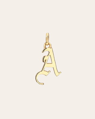 14K Gold Gothic Initial Pendant