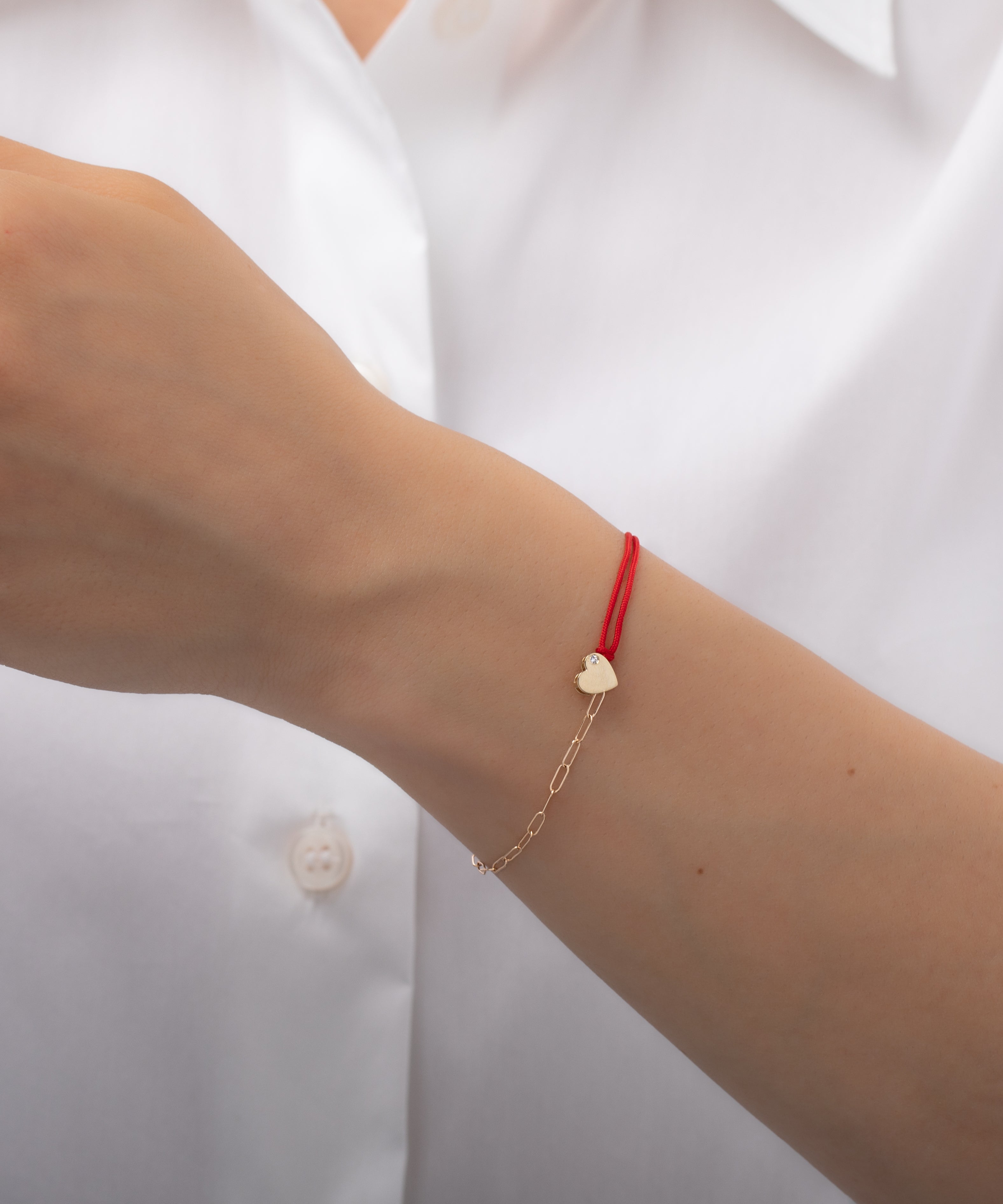 14k Gold Heart Split Red Fortune Bracelet SAMPLE SALE Zoe Lev Jewelry