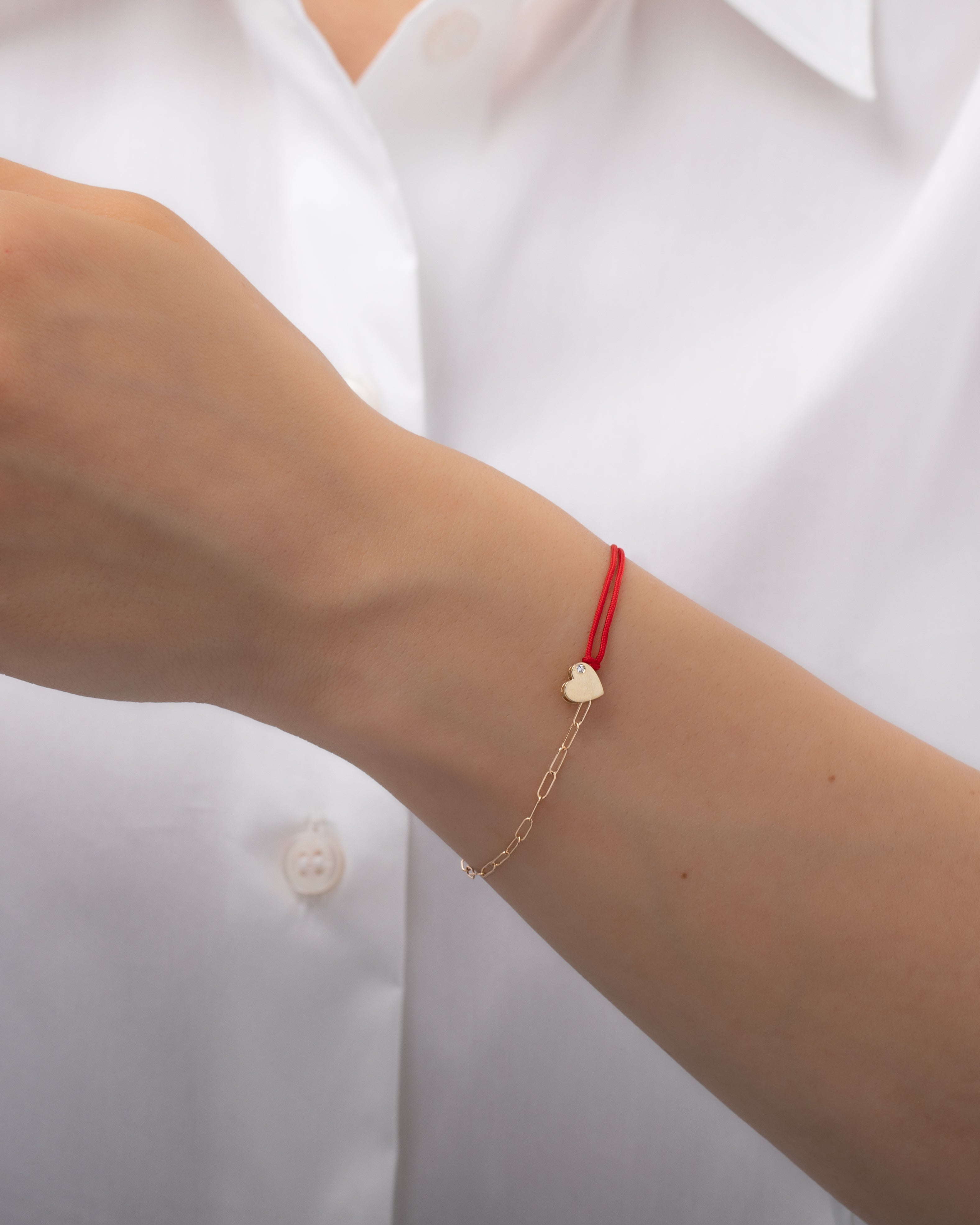 14k Gold Heart Split Red Fortune Bracelet SAMPLE SALE Zoe Lev Jewelry