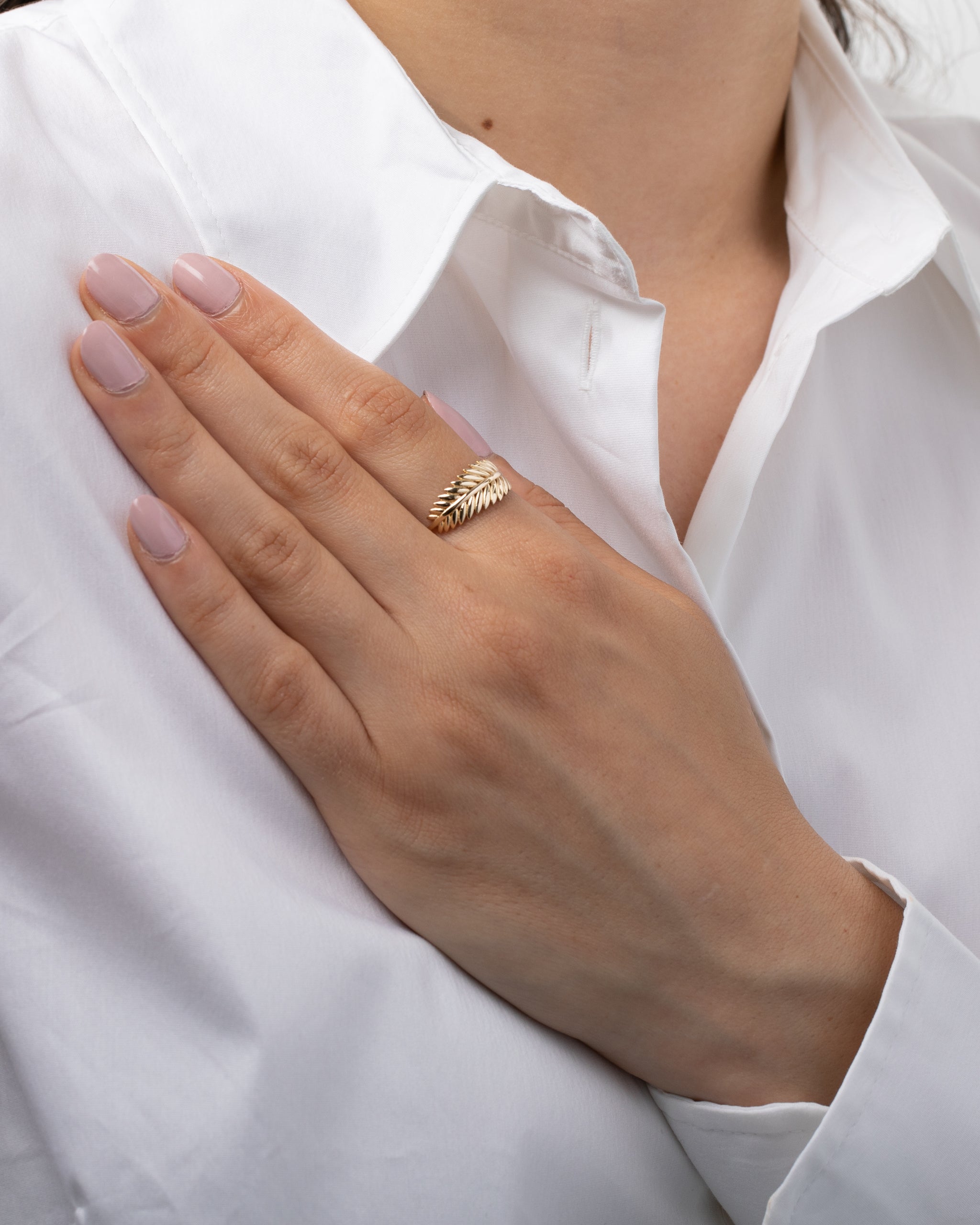 14K Gold Leaf Ring - Zoe Lev Jewelry