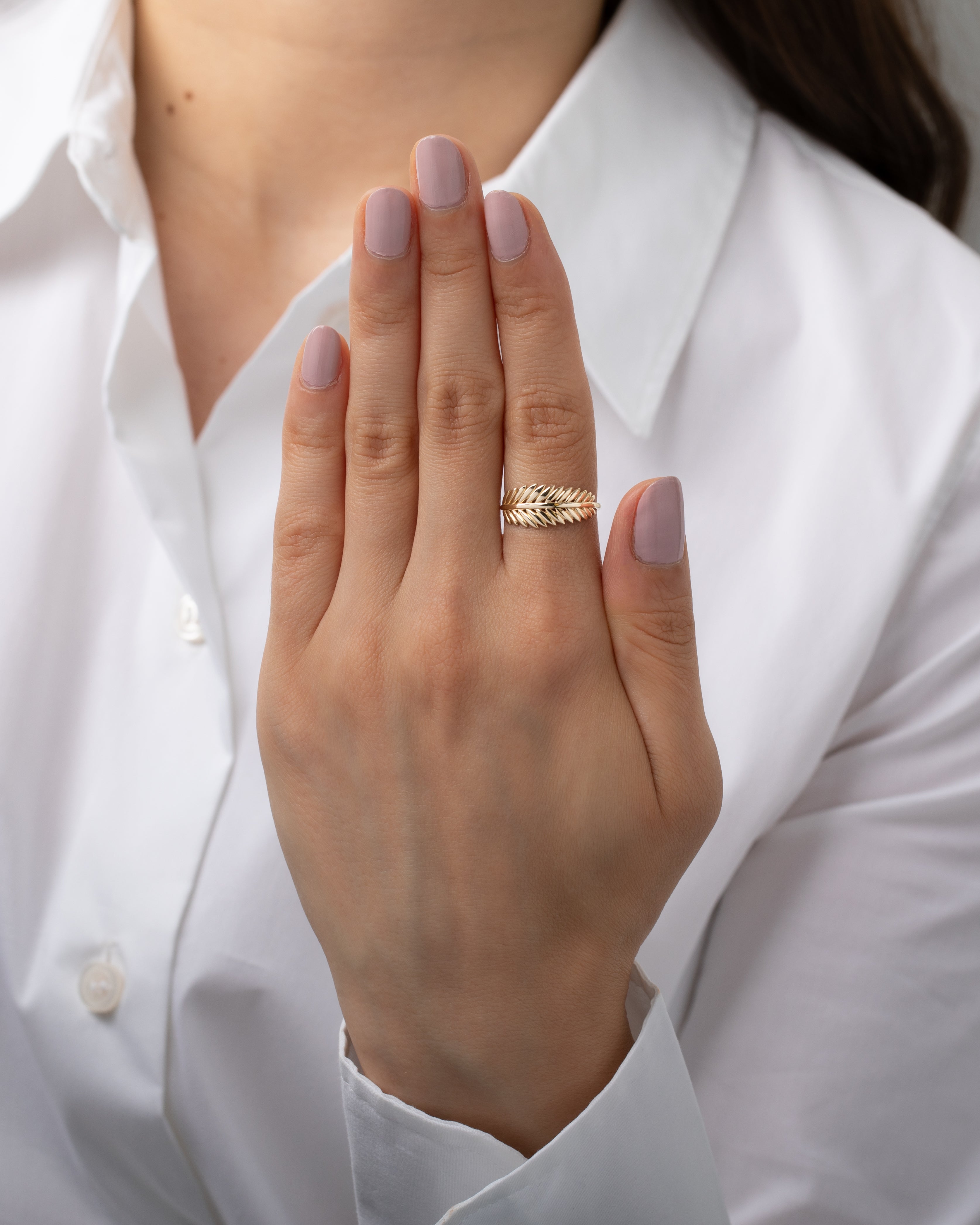 14K Gold Leaf Ring - Zoe Lev Jewelry