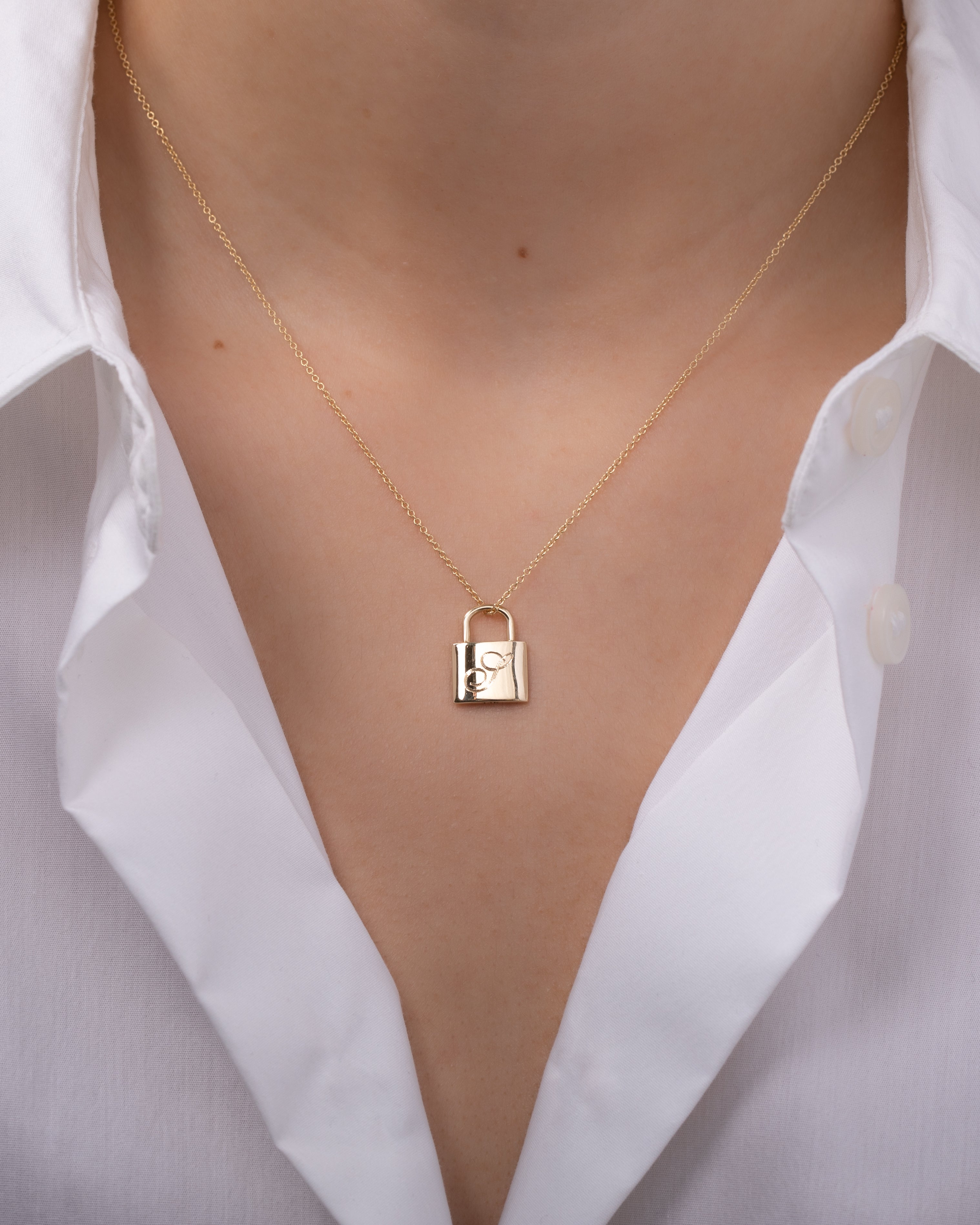 14K Gold Lock Necklace Personalized Zoe Lev Jewelry