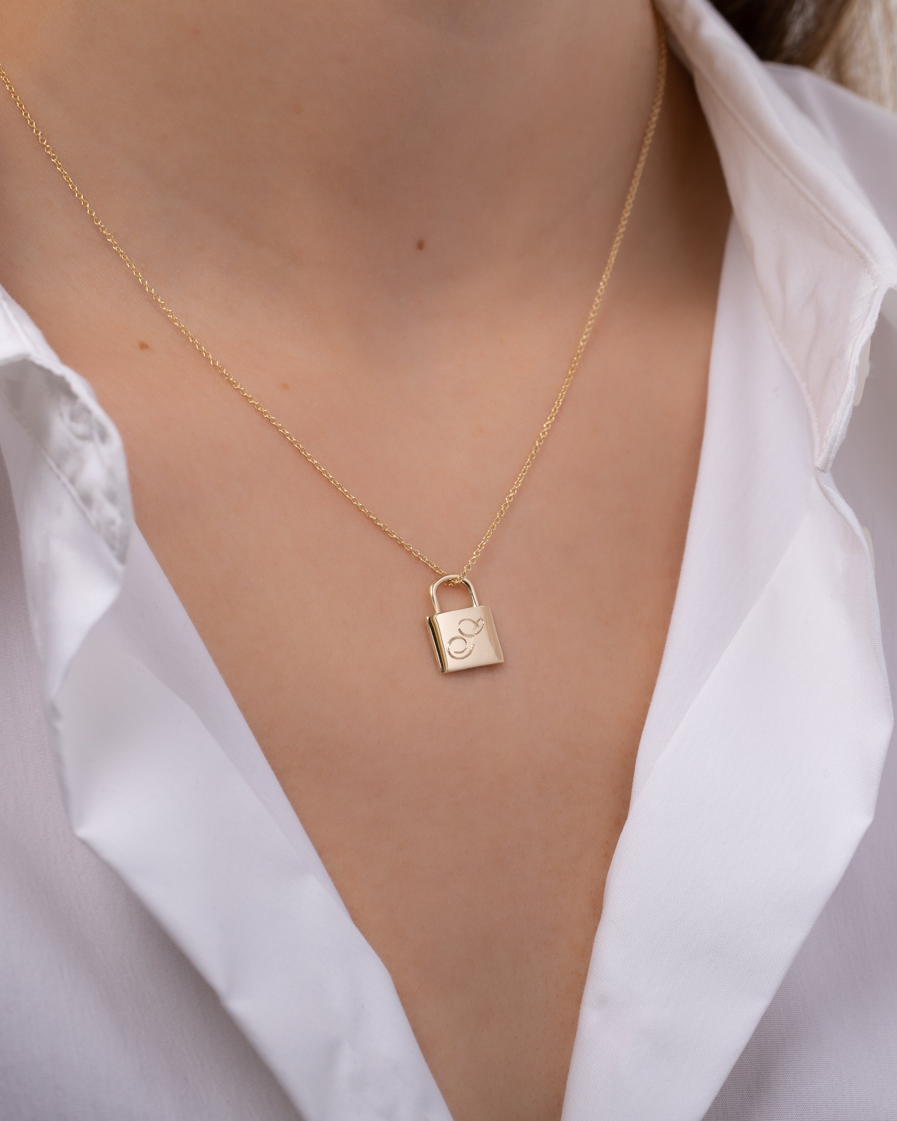 14K Gold Lock Necklace - Zoe Lev Jewelry