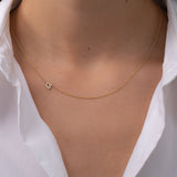 Mini Diamond Asymmetrical Script Initial Necklace Personalized Zoe Lev Jewelry