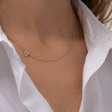 Mini Diamond Asymmetrical Script Initial Necklace Personalized Zoe Lev Jewelry