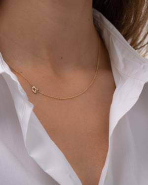 Mini Diamond Asymmetrical Script Initial Necklace - Zoe Lev Jewelry