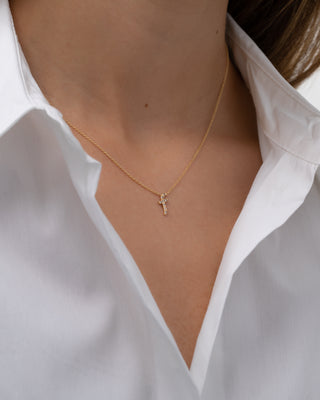 Mini Diamond Script Initial Necklace