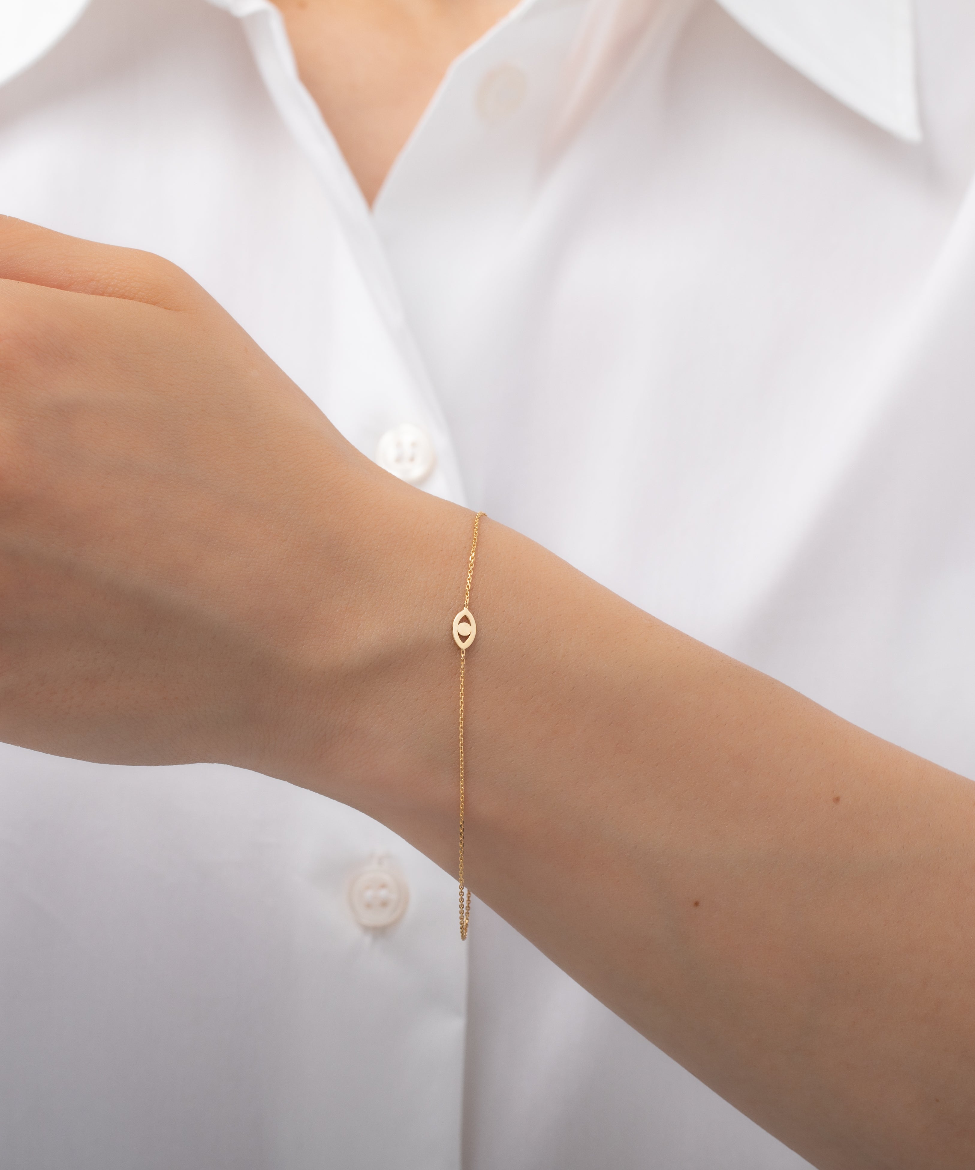 14k Gold Mini Evil Eye Bracelet Zoe Lev Jewelry