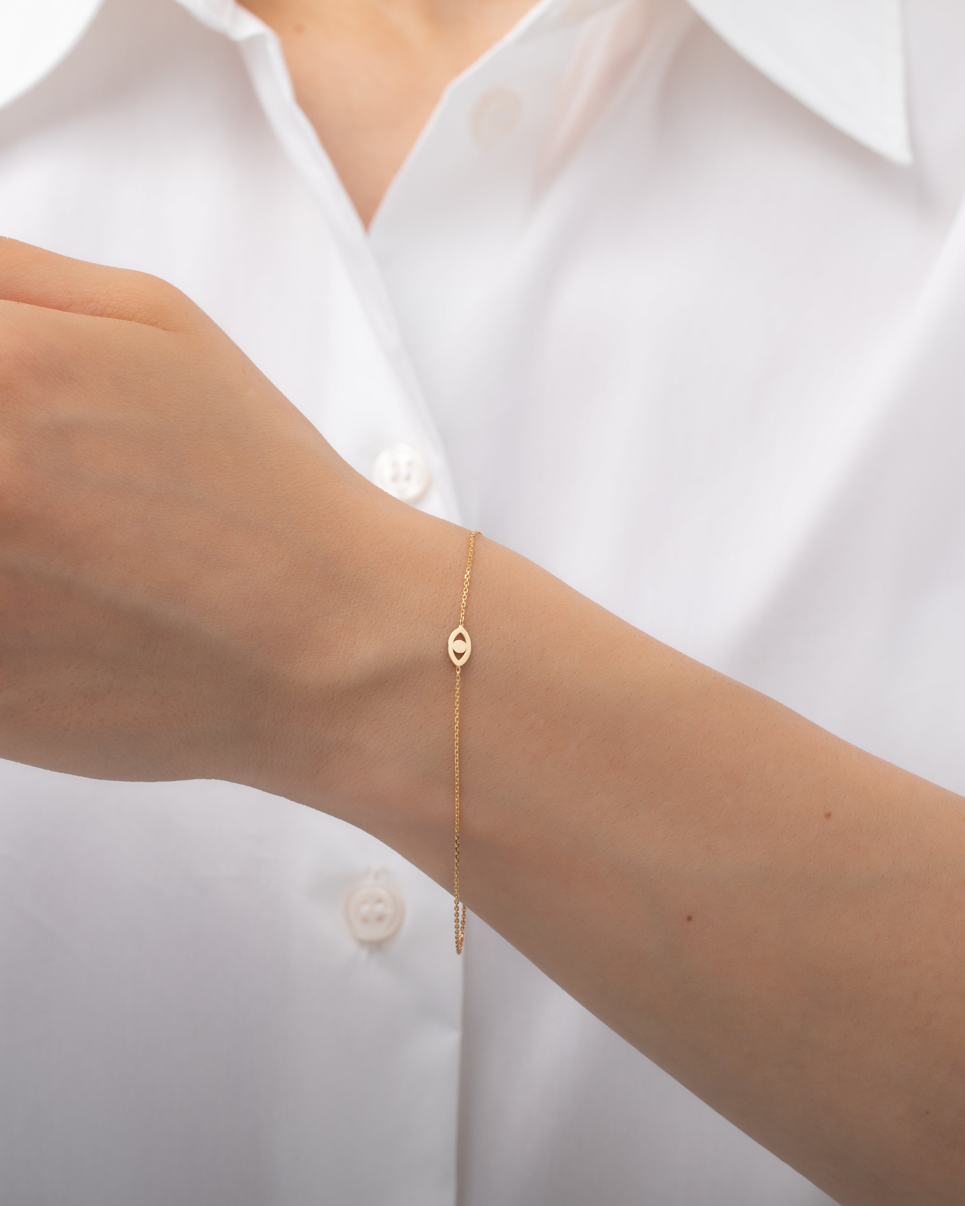 14k Gold Mini Evil Eye Bracelet Zoe Lev Jewelry