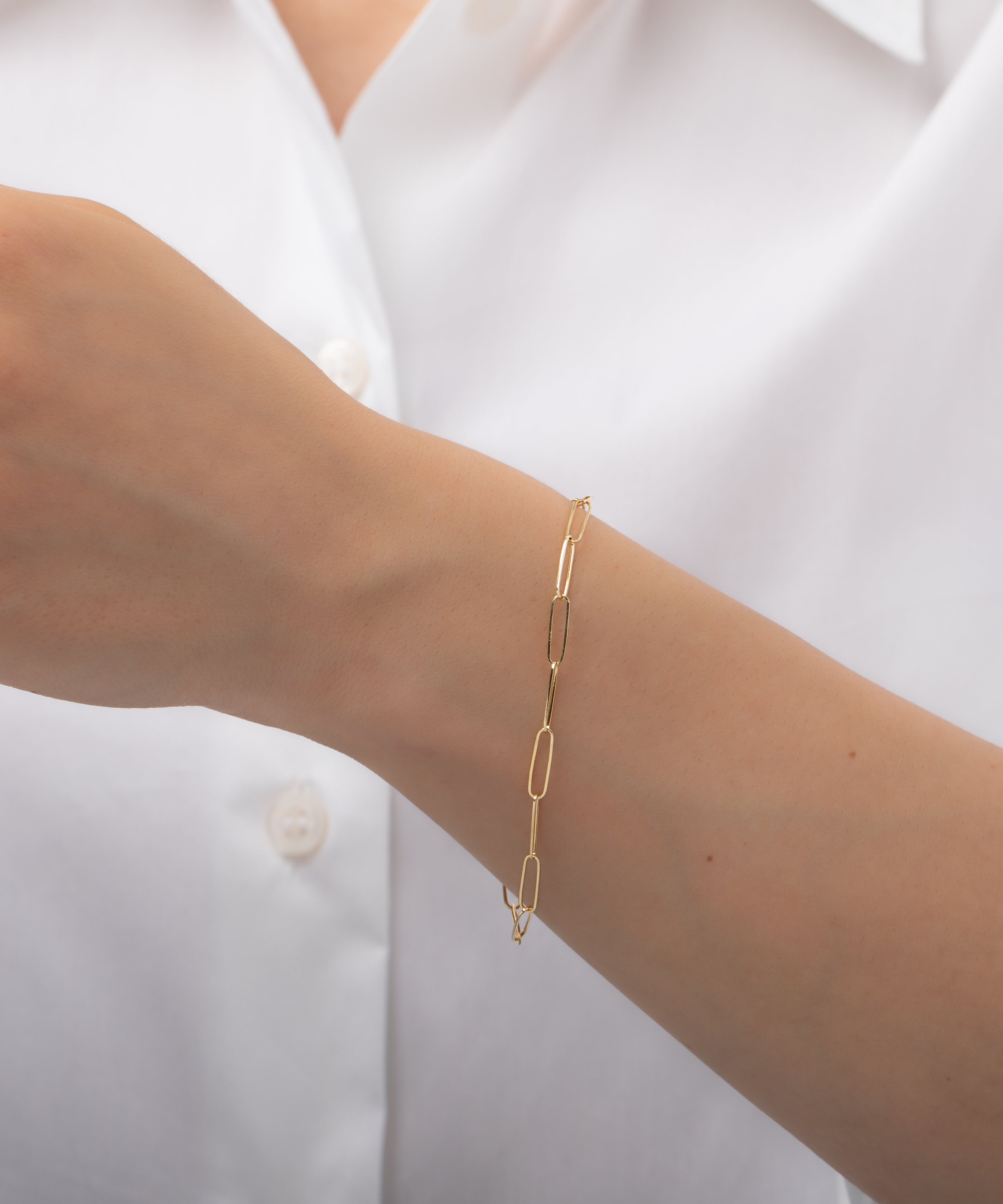 14k Gold Paper Clip Chain Bracelet Zoe Lev Jewelry