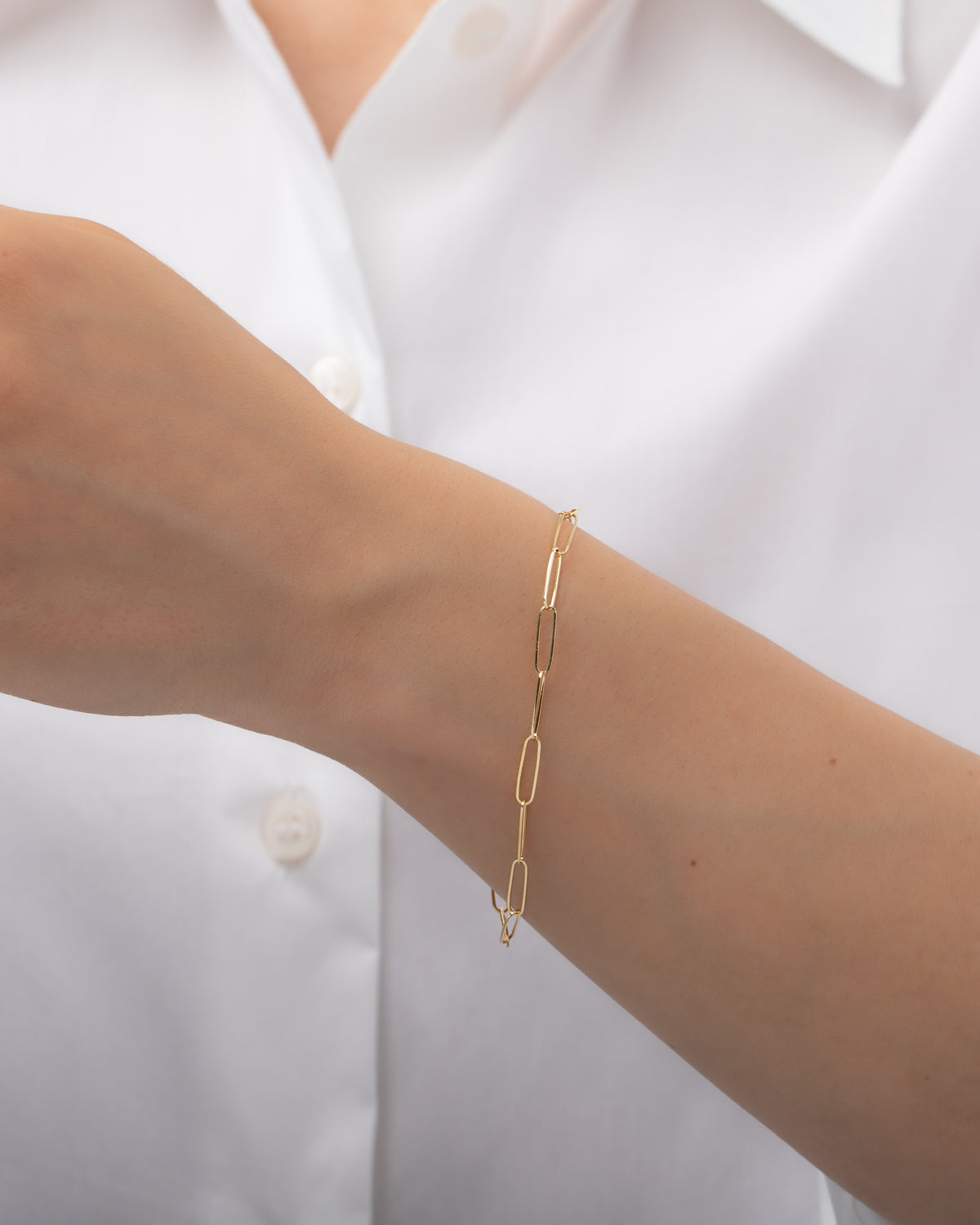 14k Gold Paper Clip Chain Bracelet