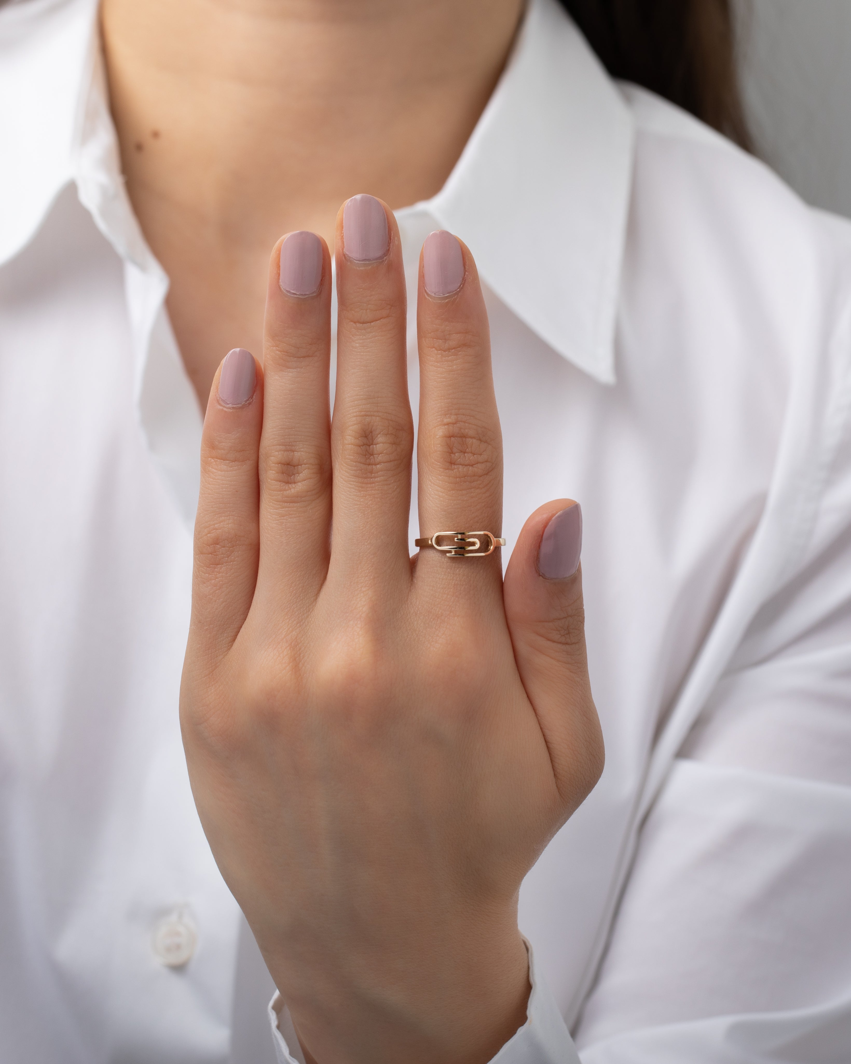 14K Yellow Gold Paper Clip Ring Ring Zoe Lev Jewelry