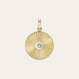 14K Gold Pleated Disc with Diamond Pendant Zoe Lev Jewelry