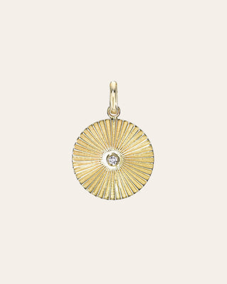 14K Gold Pleated Disc with Diamond Pendant