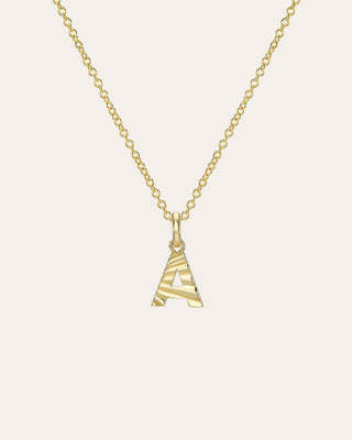 14K Gold Pleated Initial Necklace